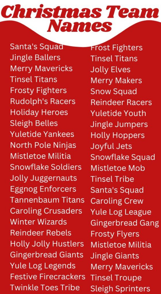 Christmas team names