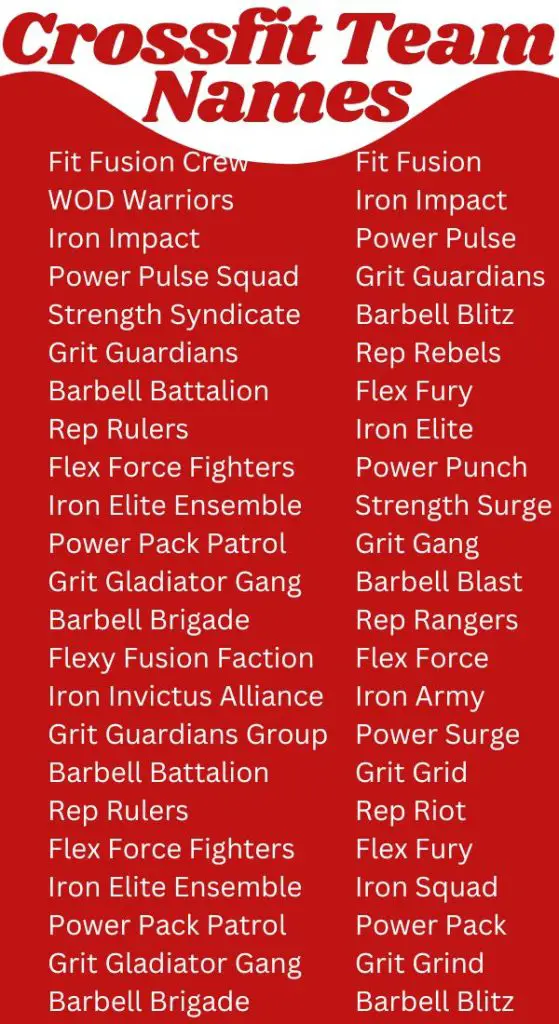 Crossfit Team Names