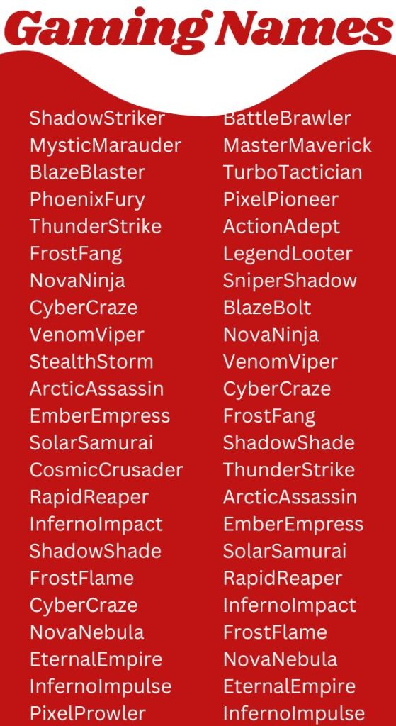 470+ Gaming Names Unique Creative Funny Cool & Catchy Idea