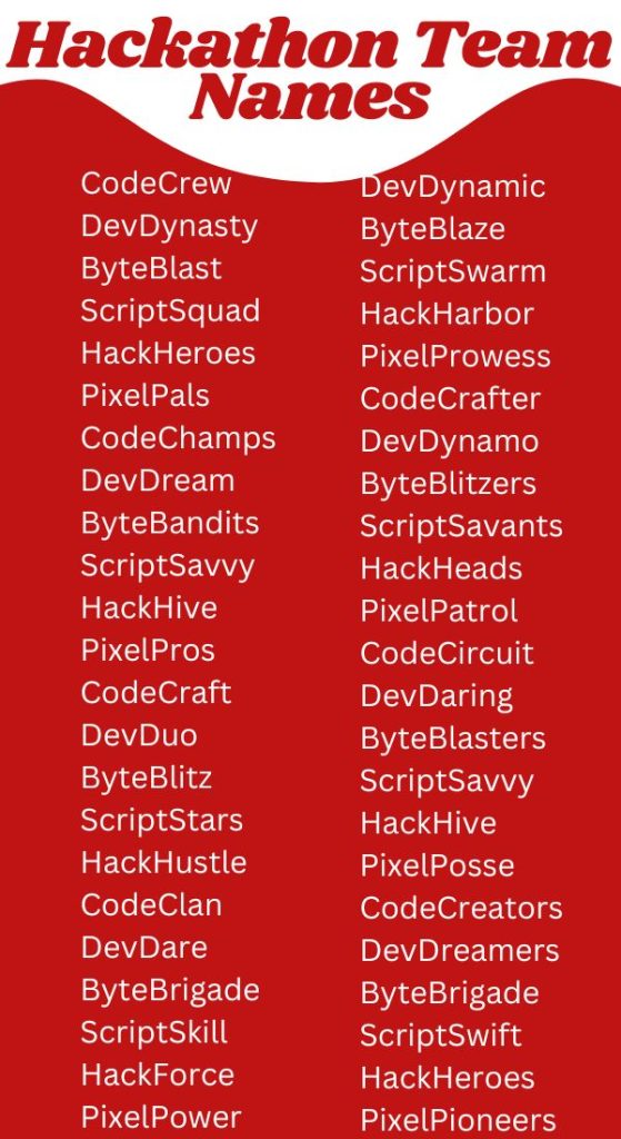 Hackathon Team Names