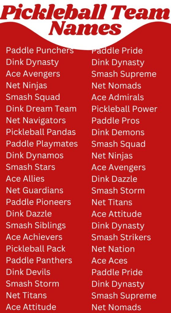 Pickleball Team Names