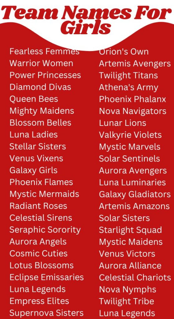 Team Names For Girls