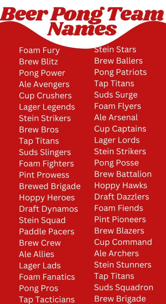 Beer Pong Team Names