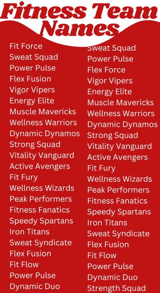 Fitness Team Names