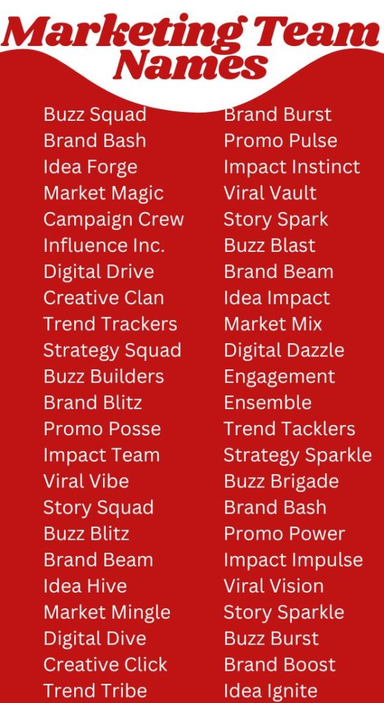 Marketing Team Names