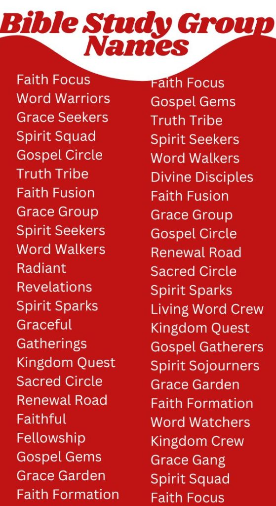 Names For Bible Study Groups