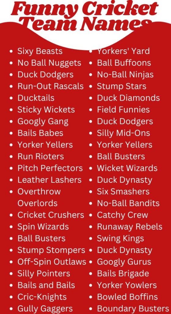 Funny Cricket Team Names