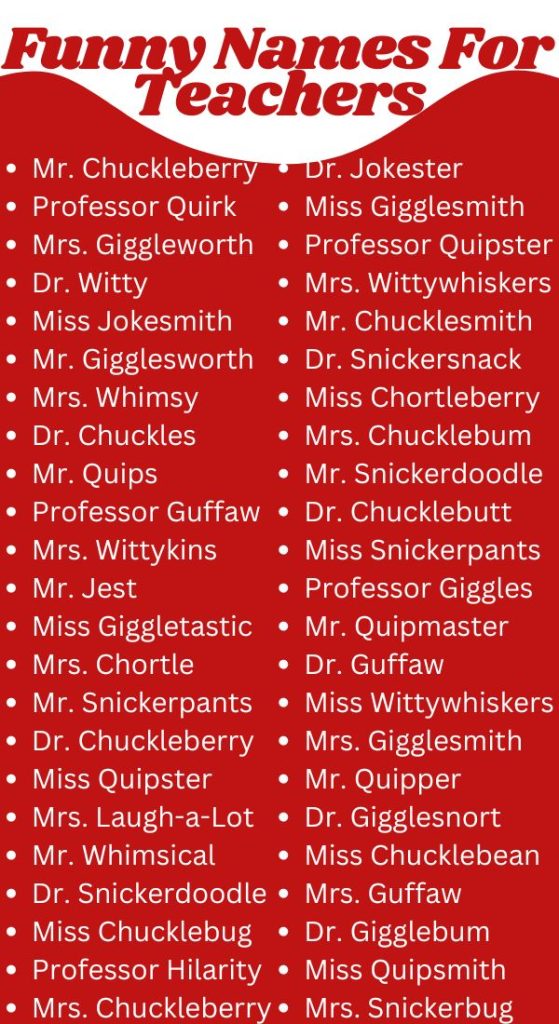 Funny Names For Teachers