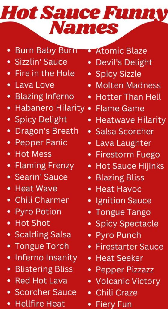 Funny Names For Hot Sauce