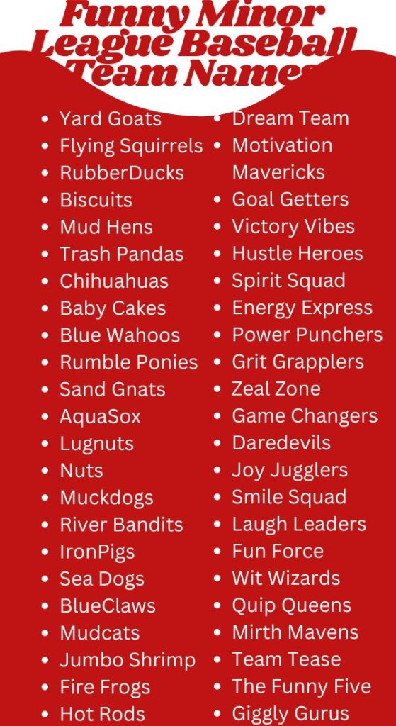 Funny Minor League Baseball Team Names