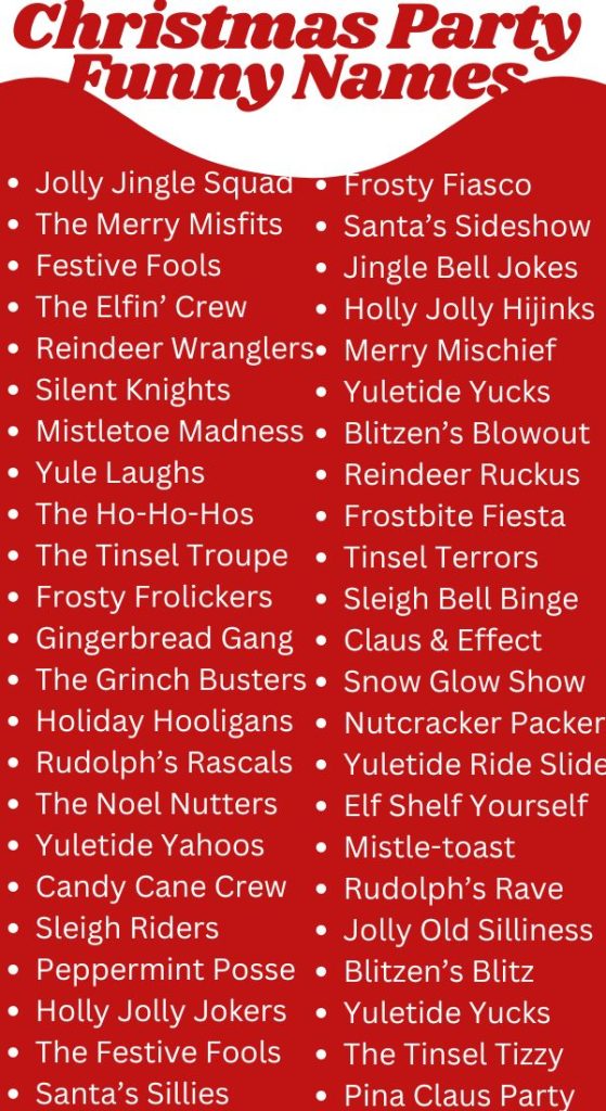 Christmas Party Funny Names