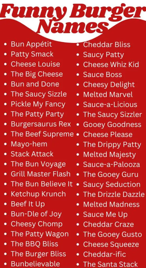 Funny Burger Names