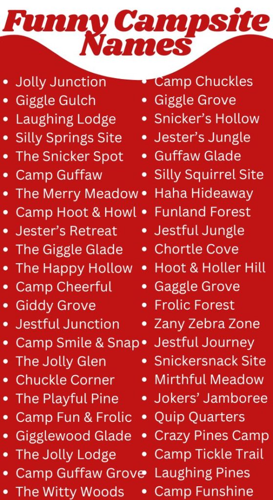 Funny Campsite Names