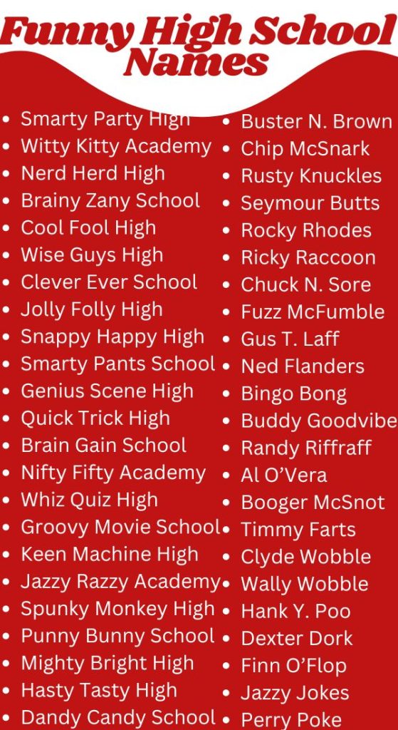 Funny High School Names