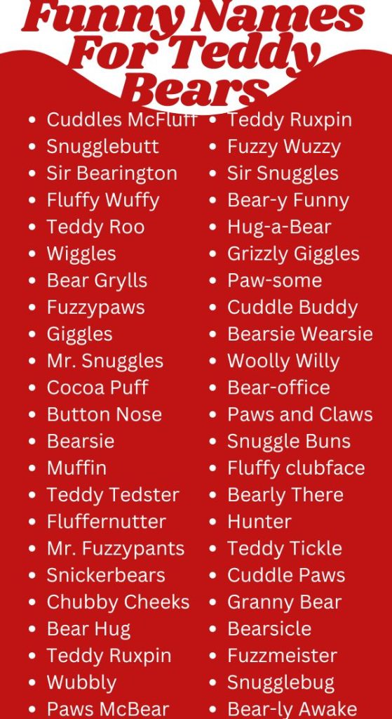 Funny Names For Teddy Bears