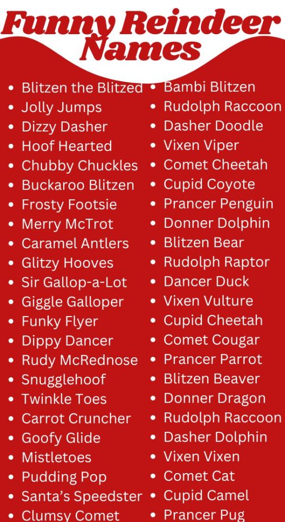 Funny Reindeer Names