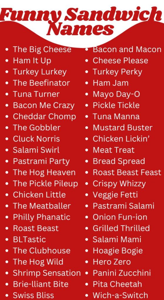 Funny Sandwich Names