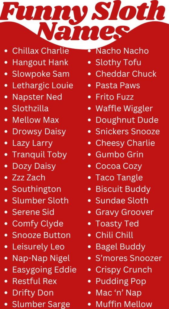 Funny Sloth Names