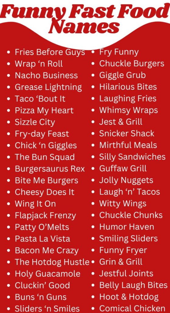 Funny Fast Food Names