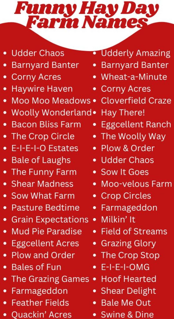 Funny Hay Day Farm Names