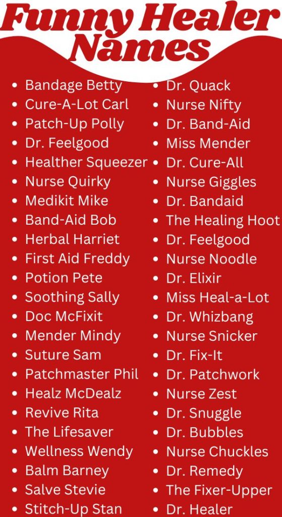 Funny Healer Names