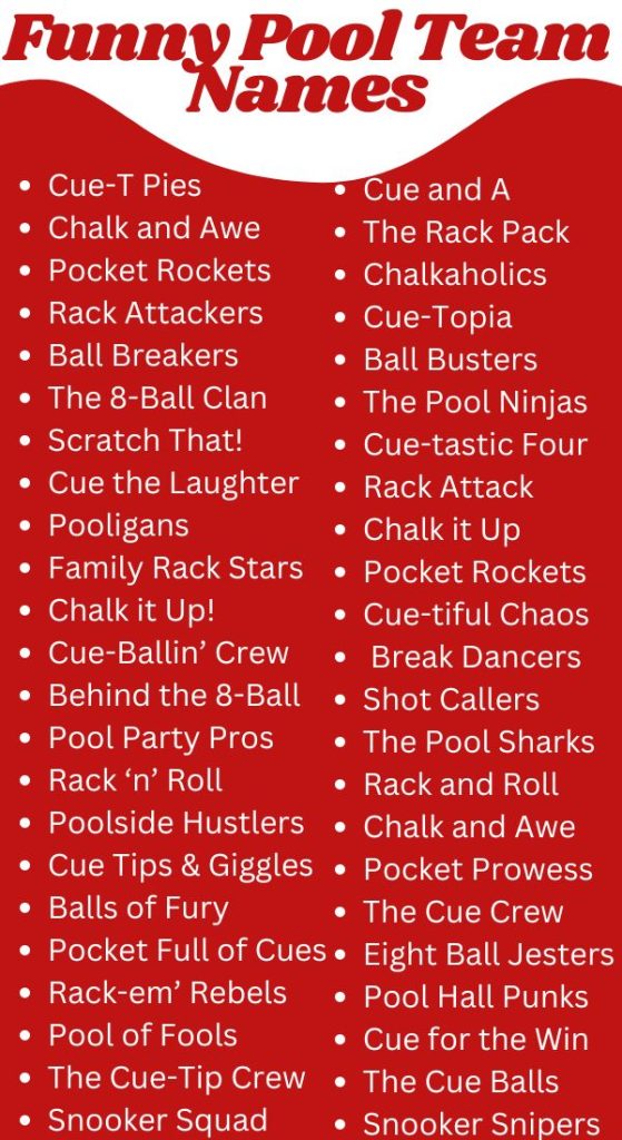 Funny Pool Team Names